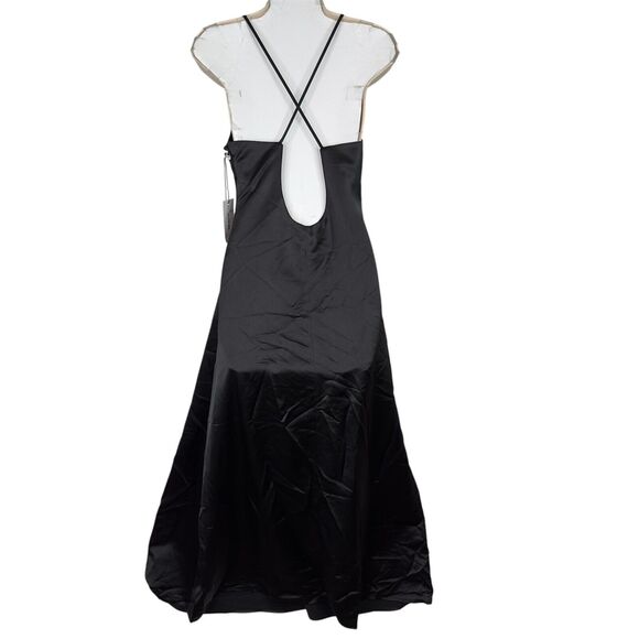 Jason Wu Black Satin Slip Dress L Midi Gown Cocktail Wedding Party Prom Glam NWT - Picture 12 of 14